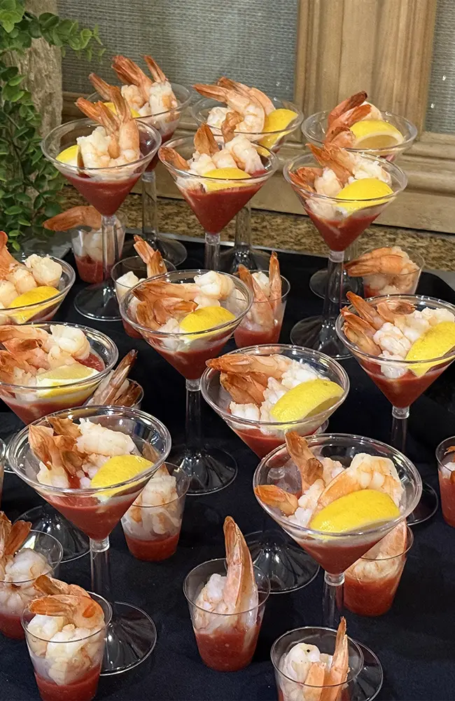 breakfast and bruch catering with seafood cocktails